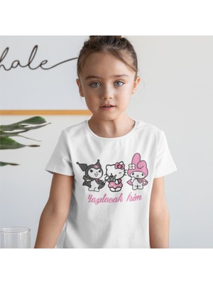 Morinna Kişiye Isme Özel Hello Kitty Kuromi My Melody Baskılı Çocuk T-Shirt Mr-03