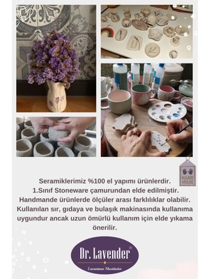 Dr. Lavender Lavanta Motifli El Yapımı Seramik Ayna Handmade NO23