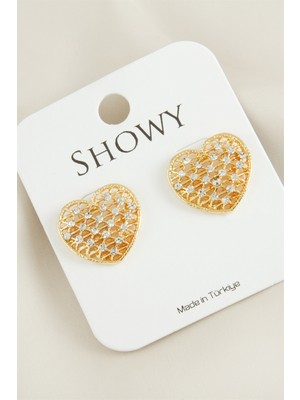 Feryal Kalp Yeni Sezon Taşlı Küpe