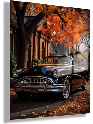 Gaagart Temperli Cam Tablo Sonbahar ve Klasik Buick Fotoğrafı