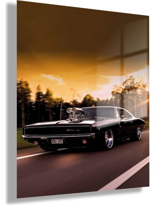Gaagart Temperli Cam Tablo 1970 Dodge Charger Araba Fotoğrafı