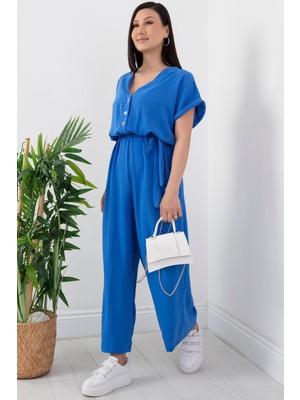 Kalopya Bol Paça Düğmeli Tulum 861-2893