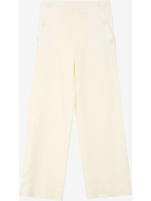 Koton Normal Bel Normal Paça Beyaz Kız Çocuk Chino Pantolon 4Skg40053Aw