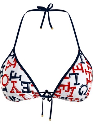 Tommy Hilfiger Lacivert - Beyaz - Kırmızı Kadın Bikini Üst Trıangle Rp Prınt, 0k4 UW0UW053140K
