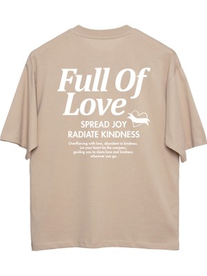 Coredra Full Of Love Oversize T-Shirt Kadın - Bej