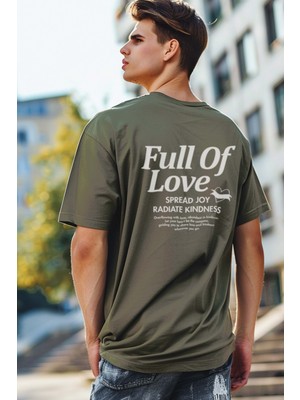 Coredra Full Of Love Oversize T-Shirt Erkek - Haki