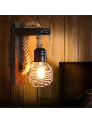 YHome Retro Ahşap Duvar Lambası LED Dekoratif Işık (Yurt Dışından)