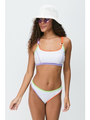 C&city Renkli Biyeli Bikini Takım 3279 Beyaz