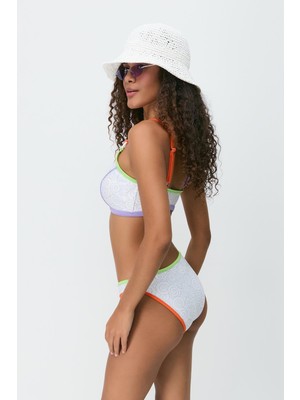 C&city Renkli Biyeli Bikini Takım 3279 Beyaz