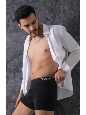 Elit Zümrüt Erkek Pamuklu Düz Likralı Boxer 3'lü Adet