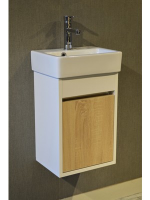 Turkuaz Seramik Banyo Tuvalet Mini Lavabo 26 x 36 cm %100MDF (Banyo Dolabı)