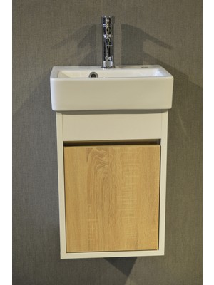 Turkuaz Seramik Banyo Tuvalet Mini Lavabo 26 x 36 cm %100MDF (Banyo Dolabı)