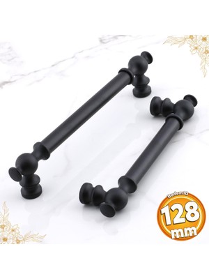 Badem10 Arya 128 mm Siyah Metal Kulp Mobilya Mutfak Çekmece Dolap Dolabı Kapak Kulbu Kulpları Kulpu 128 mm