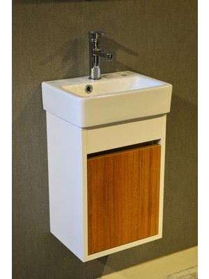 Turkuaz Seramik Banyo Tuvalet Mini Lavabo 26 x 36 cm %100MDF (Banyo Dolabı)