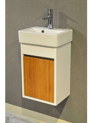 Turkuaz Seramik Banyo Tuvalet Mini Lavabo 26 x 36 cm %100MDF (Banyo Dolabı)