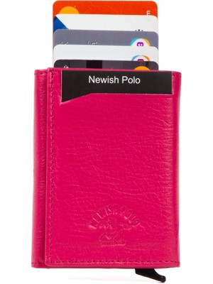 Newishpolo Newish Polo Deri Mekanizmalı Kartlık Cüzdan Pembe