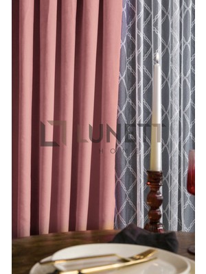 Lunett Home Kullanıma Hazır Pudra Rengi Seyrek Pile 1x2 Dikim Fon Perde Tek Kanat 12481