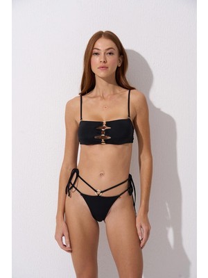 Pierre Cardin Aksesuarlı Soft Straplez Bikini Takım Siyah 241205