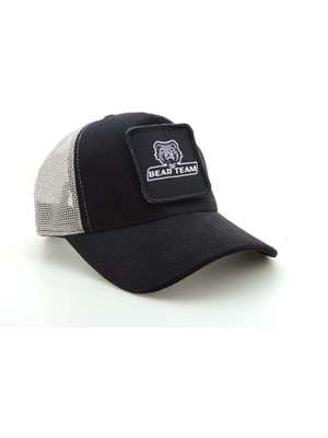 City Goat Trucker Bear Team 0004 Kod Logolu  Siyah-Beyaz Şapka (Cap)