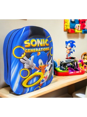 Shopiolog Sonic 3D Kabartmalı Anaokulu Kreş ve Günlük Kullanım Çantası Sırt Çantası 2 6 Yaş