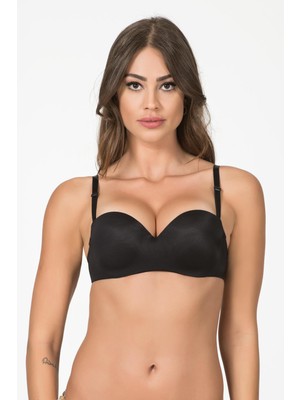 Straplez Dolgulu Sütyen | Siyah 1110P