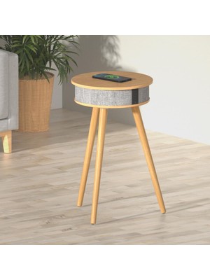 Doppler Barista Ayaklı Sehpa Bluetooth Hoparlör Açık Kahve Ahşap Kablosuz Tel Şarj Özellikli Magsafe