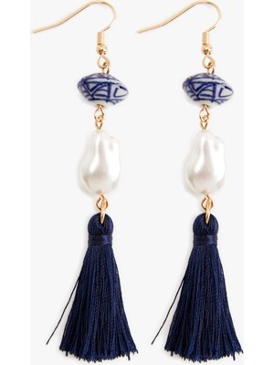 Koton Incili Küpe Püsküllü Seramik Detaylı