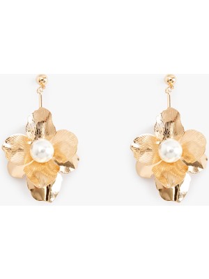 Koton Çiçekli Çelik Küpe Orta Boy