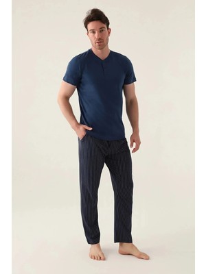 Arnetta Yumuşak Dokulu %100 Pamuk Kısa Kol Erkek Pijama Takım 3014