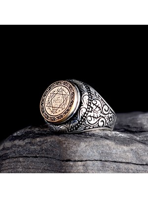 Takı925 925 Ayar Gümüş Hz Süleyman Mührü Erkek Yüzük