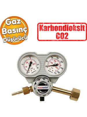 Badem10 Kasweld 2104 Serisi Karbondioksit Co2 Gaz Basınç Düşürücü Çift Manometreli Tüp Regülatör Kaliteli