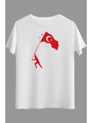Çapıt 19 Mayıs 29 Ekim Genç Bayraklı Baskılı Sıfır Yaka Kısa Kollu Tişört