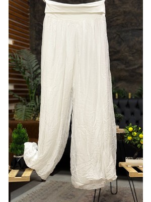 Sahnemoda Bel Penye Korsajlı Bol Paça Ipek Ithal Pantolon