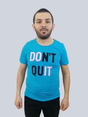 Daniel Milano Erkek Dont Quit Sıfır Yaka Mavi Tişört