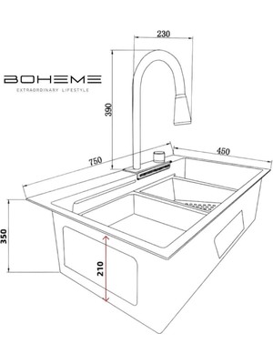 Boheme Smart Sink Bataryalı Teknolojik Evye Seti