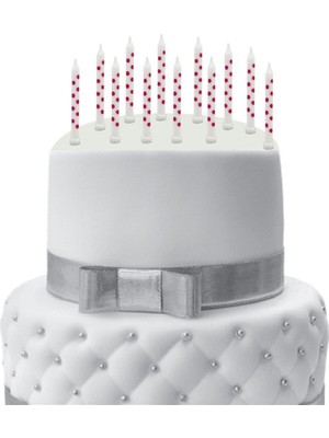 Kidspartim Puantiyeli Pembe Mum 6 cm 12 Li