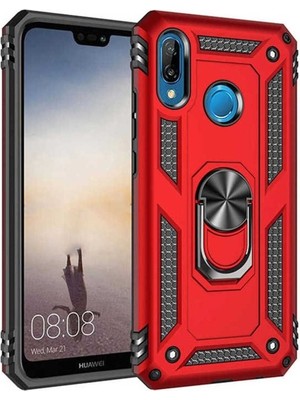 Megafox Teknoloji Huawei P20 Lite Uyumlu Kılıf Vega Kapak, Kırmızı