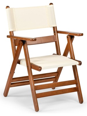 Mebel Stil Atina Pvc Katlanır Sandalye - Dış Mekan 2 Kademeli Kolçaklı Ahşap Bahçe, Balkon Sandalyesi