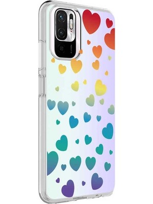 Megafox Teknoloji Xiaomi Poco M5S Uyumlu Kılıf M-Blue Desenli Kapak, Heart No3