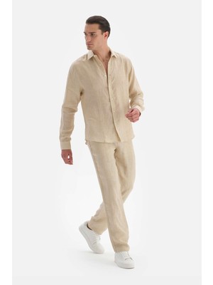 Bej Keten Pantolon