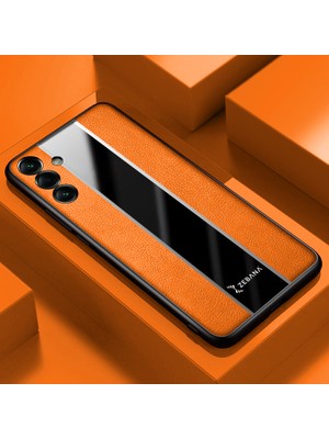 Zebana Samsung Galaxy A15 5g Uyumlu Kılıf Zebana Premium Deri Kılıf Turuncu