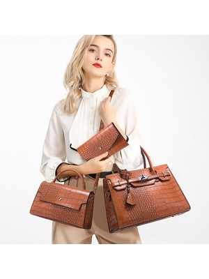 Greathotsale001 Kadın Çanta Omuz Çantası Debriyaj Kolu Satchel Tote Kare Çanta 3 Takım (Yurt Dışından)