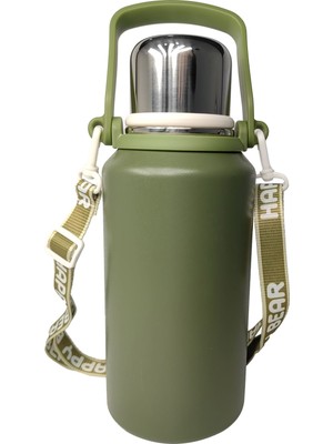 316 L Çelik Yeşil Kamp Piknik Için 1200 ml Sıcak Soğuk Matara Suluk CIN477SY