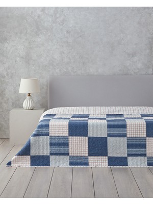 English Home Plaid Harmony Çift Kişilik Çok Amaçlı Örtü Mavi