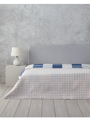 English Home Plaid Harmony Çift Kişilik Çok Amaçlı Örtü Mavi