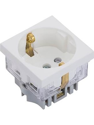 NE-AD 45X45 mm Şebeke Priz (Beyaz) 2008