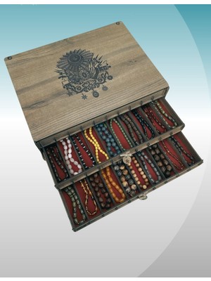 Yaman Hediyelik Kişiye Özel Ahşap Tesbih Koleksiyon Kutusu, Aksesuar Kutusu, Tesbihlik (30 Tesbihlik)