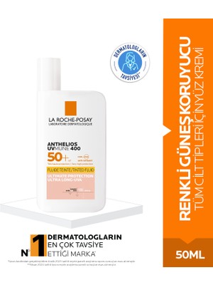 Antehlios Uvmune 400 Spf50+ Renkli Güneş Kremi 50 ml- Tüm Cilt Tipleri İçin