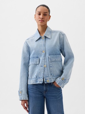 Gap Kadın Açık Mavi Denim Utility Ceket