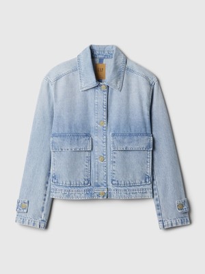 Gap Kadın Açık Mavi Denim Utility Ceket